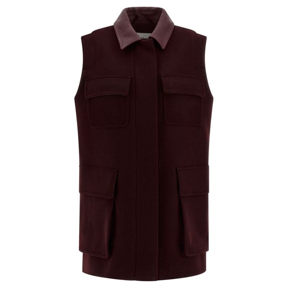 Max Mara Bordeaux Virgin Wool Sleeveless Women's Jacket